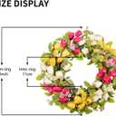 22 Inch Easter Wreath for Front Door, Tulip Wreaths with Eucalyptus, Spring Wreath Decor for Porch Wall Indoor Outdoor, Pink White Yellow Floral Home Decor
