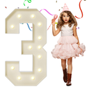 Glowing numbers for party decorations: the number 3 with white LEDs for a birthday celebration , DIY decoration kit