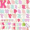 Chenille Letter Patches Self-Adhesive for Backpacks: Funcolor 82PCS Stick on Varsity Letter Patches - Cute Star Lightning Heart Rainbow Chenille Patch Stickers for Clothing Hats Bags