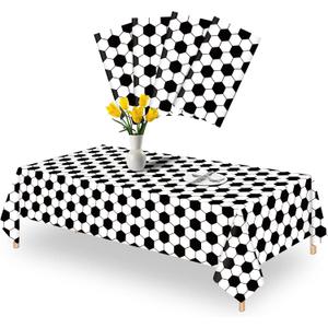 4 Pack Soccer Tablecloth Disposable Sports Ball Party Table Covers for Soccer Birthday Decorations Party Supplies 54" x 108"