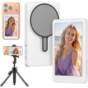 Selfie Monitor Screen Phone- Magnetic Phone Vlog Back Camera Selfie Monitor - 4k 30fps Display can Wirelessly Connect to Mobile Phones - Selfie Screen Compatible with iPhone & Android