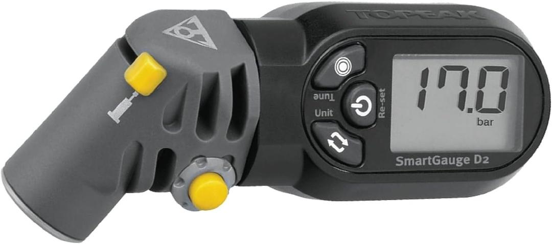 Topeak SmartGauge D2 Digital Tire Pressure Gauge  Presta/Schrader Compatible, 250 Psi/17 Bar, Precision Air Pressure Reader with LCD Display for Bikes, Motorcycles & Sports Equipment