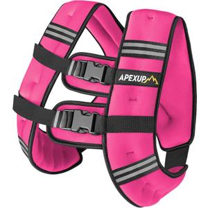 APEXUP Weighted Vest with 20lbs Weights and Reflective Stripe, Weight Vest Men Women for Workout, Strength Training, Running (Pink, 20lbs)