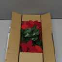 Kinisty 5Pcs Poinsettias Artificial Christmas Flowers Red Fake Silk Poinsettia Floral Bouquet 7 Heads, Faux Xmas Flowers for Christmas Tree, Window Box, Planter, Pots, Indoor Outdoor Decorations