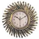 Small Gold Starburst Wall Clock Battery Operated Round Mid Century Modern Wall Clock for Living Room Bedroom Kitchen Home Office Decor-10 Inch