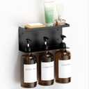 Shampoo and Conditioner Dispenser, Soap Dispenser Wall Mounted, 25.36 fl oz Set of 3 Amber Plastic Bottles Black Pump, Shower Soap Bottles Refillable with Labels for Bathroom (8.66"L x 2.75"W x 4.45"H)
