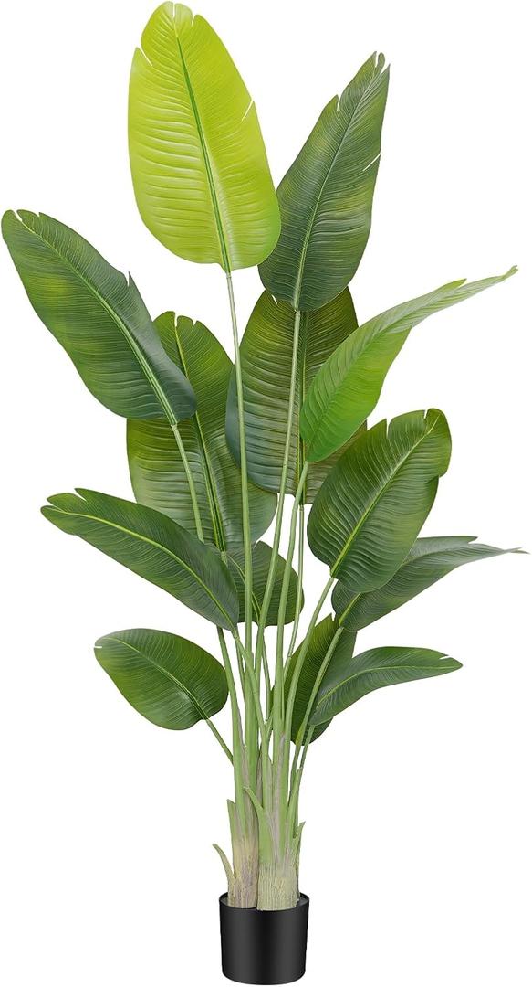Lifelike Bird of Paradise Artificial Plant,6ft Faux Banana Leaf Tree with 13 Trunks - Perfect Indoor Silk Floor Plant for Home Decor in Living Room, Office, and Bedroom 1Pack