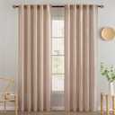 MIULEE Natural Beige Linen Curtains 84 Inch Length 2 Panels for Bedroom Living Room, Soft Linen Textured Window Drapes Semi Sheer Light Filtering Back Tab Rod Pocket Farmhouse Burlap Look Decor