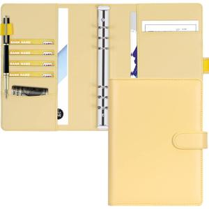 Toplive A5 6 Ring Planner Budget Refillable Cover Makaron Yellow Notebook PU Leather Binder for Women