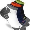 Wildarms Mens Compression Running Ankle Socks Low Cut Anti-Blister Moisture Wicking Cushioned Athletic Socks for Men 3 Pairs (8-10, Black+ Gray+ Dark Blue)