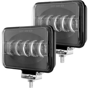 4x6 Inch LED Headlights, Square, 12V-24V, White, Aluminum
