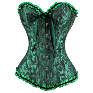JoyPeak Corset Tops for Women,Lace Bustier Corset Lingerie top,Renaissance Overbust Corset Push Up Bodysuit (US, Large, Dark Green)