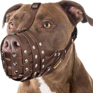 Mayerzon Pitbull Muzzle for Large Medium Sized Dogs to Prevent Biting Scavenging, Basket Muzzle for Rottweiler Staffordshire Terrier in Grooming Training, Allow to Pant Drink, Lightweight and Sturdy L