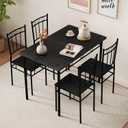 Vipbear 5-Piece Kitchen Table Set,Kitchen Dining Table Set for 4,Dining Room Table Sets,Rectangular Kitchen Table Set with 4 Chairs for Small Space, Dinette,Apartment,Rustic Black