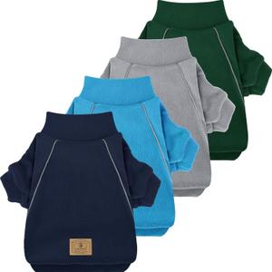 XPUDAC 4 Pack Dog Sweaters Fleece Dog Sweatshirt Winter Pet Clothes for Small Medium Dogs Boy Girl Pullover Puppy Christmas Outfits Cat Apparel, Grey, Blue, Navy, Green, L