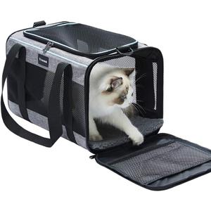 Vceoa 17.5x11x11 Inches Cat, Dog Carrier for Pets Up to 16 Lbs, Soft-Sided Cat Bag Animal Carriers Travel Puppy Carry As a Toy of Fabric Pet Home (17.5"L x 11.0"W x 11.0"H, XH)