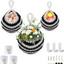 Small Hanging Fruit Baskets for Kitchen,3 Pack Boho Wall Hanging Basket, Handwoven Hanging Holder Home Produce Basket for Fruits Vegetable Potato Onion Storage (Black and white).