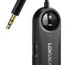 Bluetooth 5.3 Transmitter Receiver, 2-in-1 3.5mm Aux Audio Wireless Transmitter for Airplane, TV, PC, Gym, Tablets, PS4, Bluetooth Audio Receiver for Car, Headphones, Speaker, Amp - Black