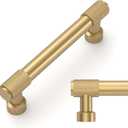 Amerdeco 10 Pack Champagne Bronze Knurled Cabinet Pulls 3-3/4 Inch(96mm) Hole Center Kitchen Cabinet Handles Drawer Pulls Cabinet Hardware ZH034