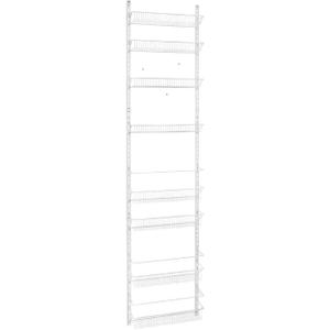 Jumbl Adjustable Wall Mounted 18 Inch Wide Hanging/Over the Door Dantry Organizer and Spice Storage Rack, White
