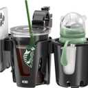 KDD Stroller Cup Holder with Phone Holder, 3-in-1 Removable Bottle Holder, 360 Degrees Rotation Drink Holder for Wheelchair, Stroller, Bike, Walker, Scooter, Bicycle, Uppababy, Bugaboo, Britax (Black)