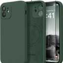 Magnetic for iPhone 12 Case, Compatible with MagSafe, [Full Camera Protection][Screen Protector] Silicone Shockproof Protective Phone Case for iPhone 12 6.1", Alpine Green