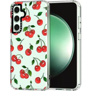 MOSNOVO Case for Samsung Galaxy S23 FE, [Buffertech 6.6ft Military-Grade Drop Protection] [Anti Peel Off Tech] Clear TPU Bumper Phone Case Cover Design - Cute Cherry