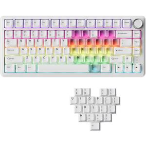 x XVX M75 75% Wireless Gaming Mechanical Keyboard, BT5.0/2.4GHz/USB-C,Hot Swappable Creamy Pre-lubed Switches,Gasket Structure,RGB Backlit White Keyboard w/Knob for PC/Laptop/Xbox/PS4/PS5,LUMINA HEART