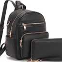 Idesort Small Backpack Purse for Women Girls Cute Backpacks Purse set with Wallet Convertible Shoulder bag (Black)