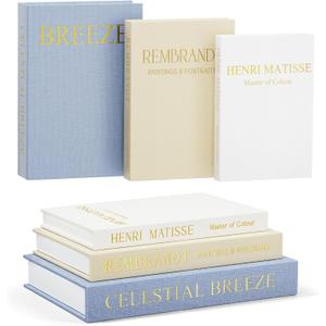 Set of 3 Decorative Faux Books for Home Decor | Linen Material, Magnetic Snap Closure, Storage Boxes for Photos & Keepsakes, For Coffee Table, Bookshelf or Mantel