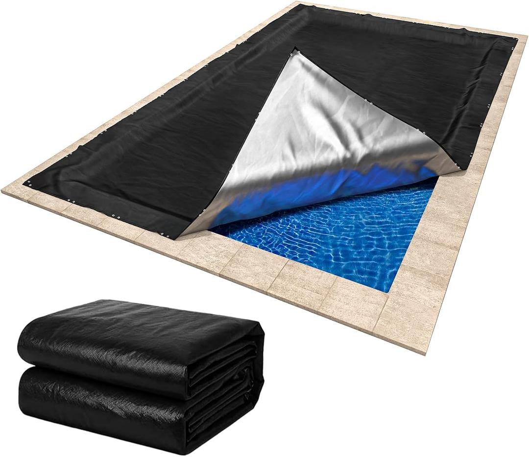 MR. COVER 21FT37FT Rectangle Pool Cover, Solar Covers for Above Ground Pools, Summer Pool Cover Protector with Cover Accessories, Round Hot Tub Cover Ideal for Waterproof and Dustproof (Black)