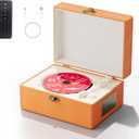 Time Music Box CD Player with Speakers; Bluetooth Transmitter; Festival Gift; BGM Player for Home Decor (Orange)