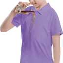 Dreammonkey Toddler to Youth Stain Resistant Polo Shirts Kids Collared Golf TShirt School Uniform for Boys and Girls (Purple 5T)