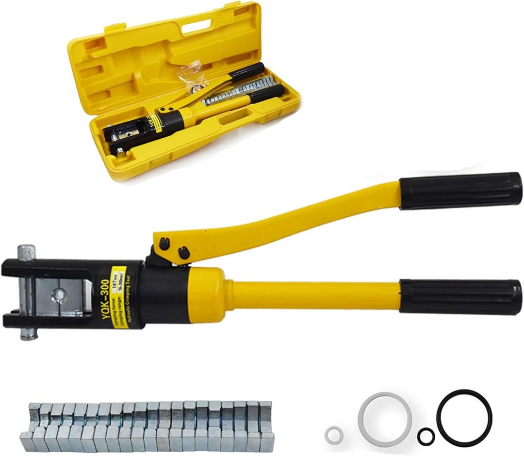 16 Ton Hydraulic Cable Lug Terminal Crimper Wire Crimping Tool with 11 Dies for Crimping Wires and Butt Connectors