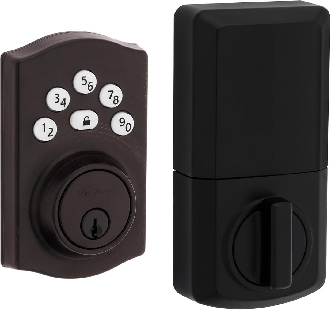 Kwikset Powerbolt 240 5-Button Keypad Venetian Bronze Traditional Electronic Deadbolt Door Lock, Featuring Convenient Keyless Entry, Customizable User Codes and Auto-Locking