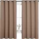 NICETOWN Blackout Window Curtains and Drapes for Kitchen, Window Treatment Thermal Insulated Solid Grommet Blackout Drapery Panels (Set of 2, 55 by 68 inches, Cappuccino)