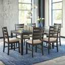 Signature Design by Ashley Rokane 7-Piece Dining Room Table Set with 6 Upholstered Chairs - Brown Wood 20" Rectangular Table & Chair Set for Kitchen Dining Room, 36" W x 59.88" D x 30" H