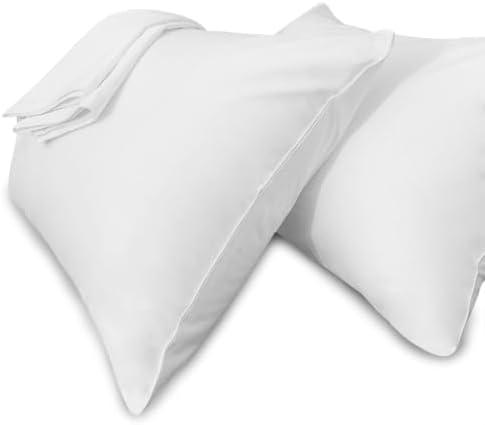 Precoco White Pillow Cases Standard Size Set of 4 | 100% Cotton Pillowcases with Zipper Hidden | Premium Cooling Decorative Pillow Covers with 600 Thread Count, Soft & Smooth, 20x26 inches