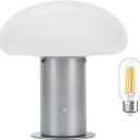 Mushroom Lamp, Retro Table Lamp with Touch Control Switch, 3 Way Dimmable Nightstand Lamp for Bedroom and Living Room, 6W LED Bulb Included (Silver)