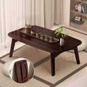 Japanese Floor Table Folding Bamboo Wood Coffee Table,Tatami Table for Sitting on The Floor Japanese Style Low Table (Black Walnut, 31.49 * 15.74 * 13.78Inch)