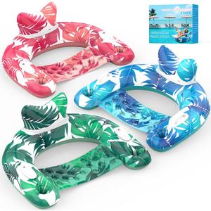 Pool Floats, 3 Pack Inflatable Pool Float Chairs with Cupholders & Handles, Pool Floats Adult & Kids Perfect for Pool Lake & Rivers, Pool Toys Party, Relaxing Inflatable Chair for Swimming Pool (Blue, Green, Pink)