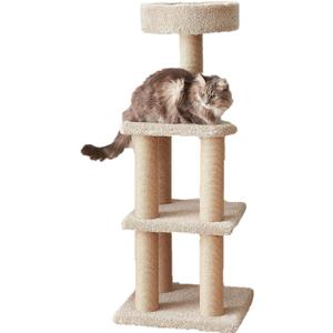 Amazon Basics Cat Tree Tower - Multi-Level Climbing Activity Center for Indoor Cats & Kittens with Scratching Posts, Platform, Jute Rope, Large (45.9"H), Beige
