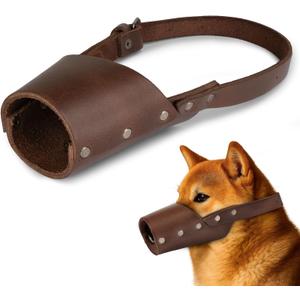 Hide & Drink, Leather Dog Muzzle Guard, Secure, Prevents Biting Chewing, Pitbull German Shephard & Any Breeds, Small Medium Large, Handmade (Medium)