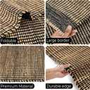 8x10 feet Jute & Black Wool Area Rug Handwoven Mini Check Natural Fiber Rug with 4" Border, Neutral Boho Farmhouse Rug for Living Room,Dining Room,Bedroom | 0.6" Pile (8' x 10')