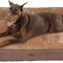 Orthopedic Dog Bed for Extra Large Dogs - Extra Thick Supportive Dog Couch Bed, Pet Beds Sofa with Waterproof Washable Cover & Non-Slip Bottom, Brown, 48x35 Inch