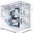 MUSETEX ATX PC Case, 360MM RAD Support, 3 x 120mm Non-ARGB Fans Pre-Installed, 270 Full View Tempered Glass Gaming PC Case with Type-C, Mid Tower ATX Computer Case, White, Y6