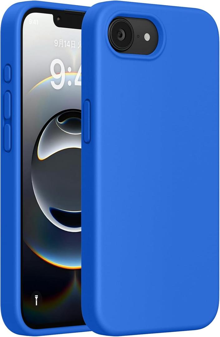 Miracase Compatible with iPhone 16e Case/iPhone 17e Case, [Soft Anti-Scratch Microfiber Lining], Liquid Silicone Shockproof Drop Protection Phone Case for iPhone 16e/17e, Mediterranean Blue