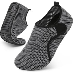 Scurtain Barefoot Water Shoes for Women Men Beach Swim Aqua Socks Summer Quick-Dry Sandals Slippers (5-6 Women/3.5-4.5 Men, Meshgreyblack)