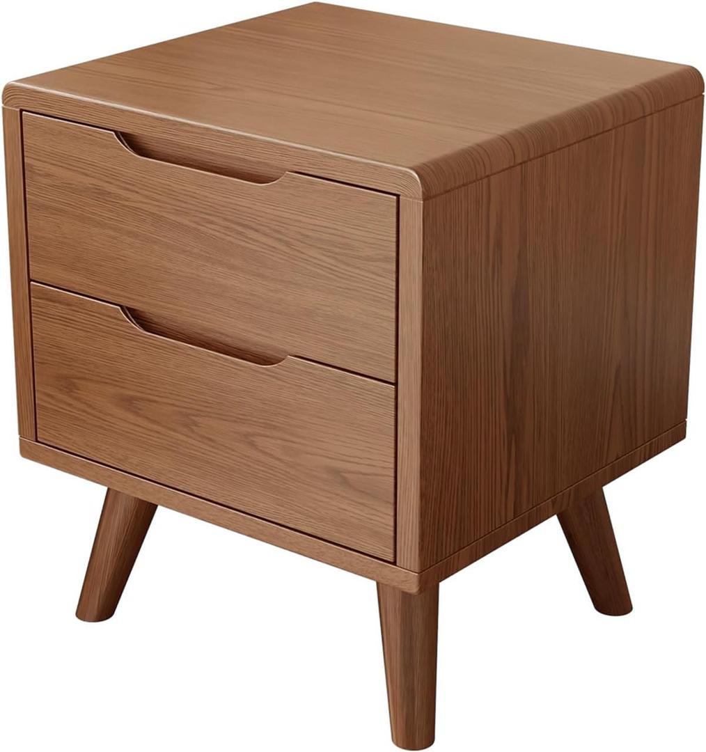 Mid Century Modern Nightstand,Walnut Nightstand,Solid Wood nightstand,Wood End Table,Multi-Functional Bedside Table for Living Room and Study, for Bedroom, Living Room, Office (Walnut)