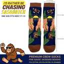 2 x I'D RATHER BE CHASING Funny Mens Socks, Hunting & Fishing Gifts for Men, Fun Hunt Fish Crew Sock, Hunters Fishermen Gift (Blue)